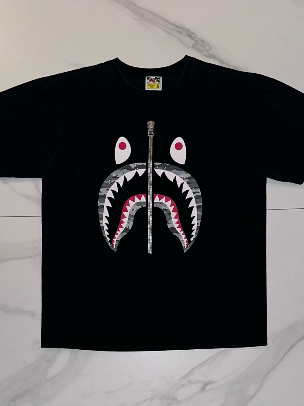2021 BAPE Desert Camo Shark Tee Black/Grey Size XL